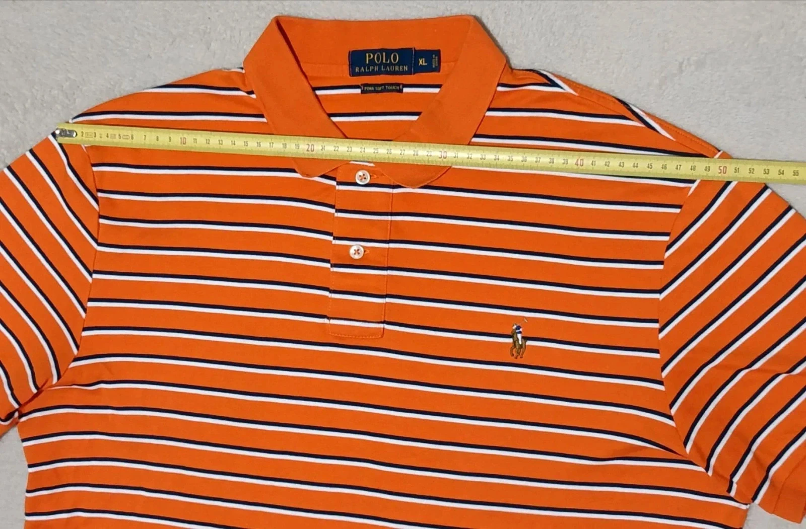 Polo Ralph Lauren Pima Soft Touch orange Rayures bleu blanc Taille XL – photo 16